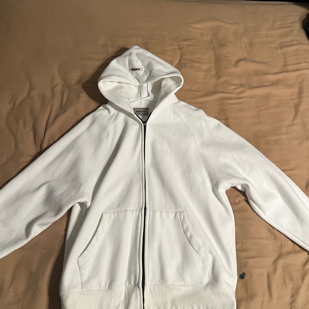 Essentials White Zip Up